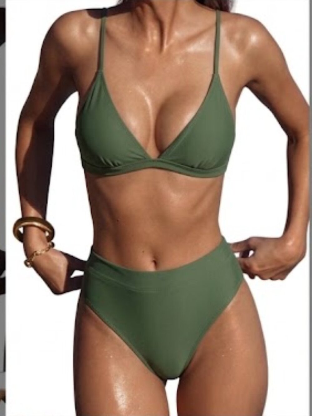 SUUKSESS Women’s Two-Piece Bikini Set - Army Green, Size Medium
